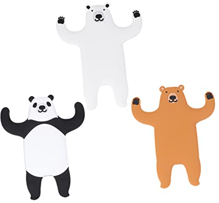 Milisten Animal Hooks Self Adhesive Wall Hooks 3pcs Set Easy to Use Washable for Kitchen Bathroom Office Dorm