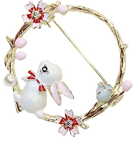 COLLBATH Broche Wreath Lapin Adorable Pour Femme Accessoire De Mode Élégant Pin Pratique à Attacher Sur Vêtements Pour Déguisement Et Événements Spéciaux
