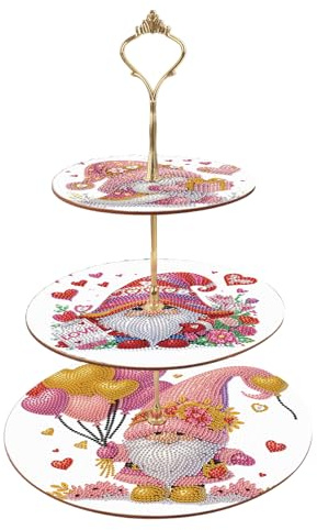 DCIDBEI Diamond Painting Dessert Ständer 3 Stöckig 25x32cm | Diamant Painting Cupcake Ständer Gestufter Gebäck Snack Süßigkeiten Buffet Ausstellungsturm Servierplatte Zwerg Ballon