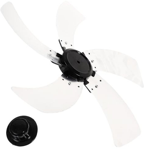 Ciieeo 18 Inch Plastic Fan Blade 5 Leaves, Electric Fan Leaves Universal Fan Blade Replacement with Nut Cover for Standing Pedestal Fan Table Fanner Accessories