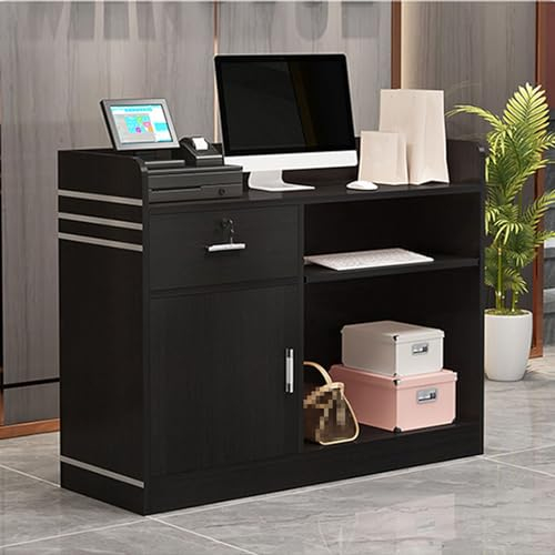 Empfangstresen, Fronttheken mit Abschließbarer Schublade, Kleine Empfangstheke, Computertisch, Kassentisch Für Bekleidungsgeschäfte, Für Ladengeschäft Büro