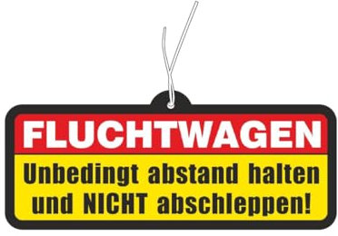 2x Duftbaum mit - FLUCHTWAGEN - Unbedingt Abstand halten und NICHT abschleppen! - Motiv, Auto Duftspender lustig, Duftbaum Auto tuning, Lufterfrischer, Duftanhänger Auto, Duftbaum Set Auto