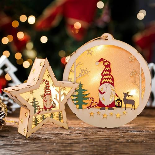 SPERMUOY Weihnachtsstern beleuchtet 2 Stück Weihnachtsdeko innen holzsterne beleuchtet LED Dekoleuchte Stern Deko Holzsterne, Weihnachtsdeko Innen Weihnachtsstern Fensterbeleuchtung