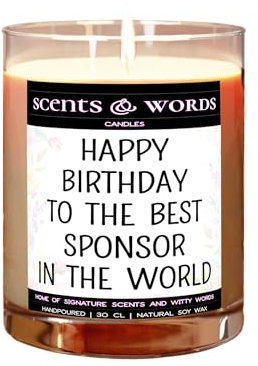 Scents&Words Candle, Gifts or Presents for Sponsors, Happy Birthday to The Best Sponsor, Scented Candles - snw1172 (Lime, Basil & Mandarin)