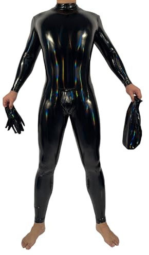 Generisch Männer Sexy Spiegel Latex-Ammoniak Alles Inklusive Catsuit Freizeit Eng Overall Nachtclub DS Bühne Kleidung