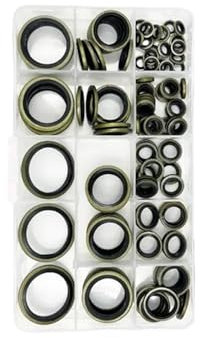 YUQIWANG(レインキのお店) Joint de rondelle Bague d'étanchéité collée Joint de bouchon en caoutchouc NBR en métal Joints de plomberie Vis de vidange d'huile Kit de rondelles combinées résistantes à l'huile(12