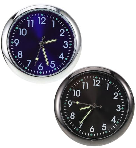 BUGUUYO Auto Uhr Magnetische Basis Kleiner Uhr für Lüftung und Armaturenbrett Nachtlichtfunktion 2 Stück Kompakte und Langlebige Innenraumuhr Einfache Montage Klare Anzeige Geeignet für Auto