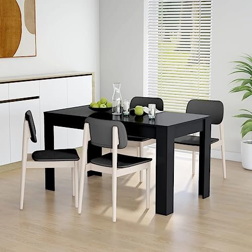 PIXZSSI Mesas de comedor, color negro, 140 x 74,5 x 76 cm, resistente a la humedad, ofrece espacio para cenas