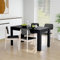 PIXZSSI Mesas de comedor, color negro, 140 x 74,5 x 76 cm, resistente a la humedad, ofrece espacio para cenas