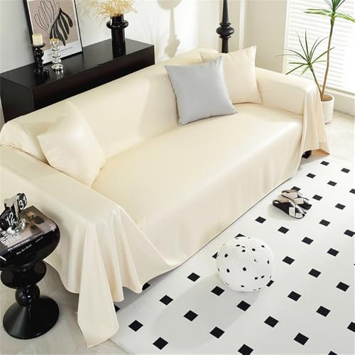 Highdi Sofadecke, 1 2 3 4 Sitzer Sofa Überwurf L Form Sofabezug PU Leder Universelle Groß rutschfeste Couch Überzug Sofa Cover Decke für sitzfläche (180x340cm,Beige)