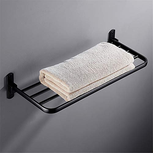 Wandregal aus Aluminium, mattschwarz, selbstklebend, für Badezimmer, Küche, ohne Bohren, hohes und geräumiges Werkstattregal