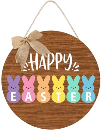Dekoratives Schild - Wanddekoration aus Holz mit Frohe Ostern, robustes Design mit | saisonale Eingangsdekoration für Häuser, Cafés