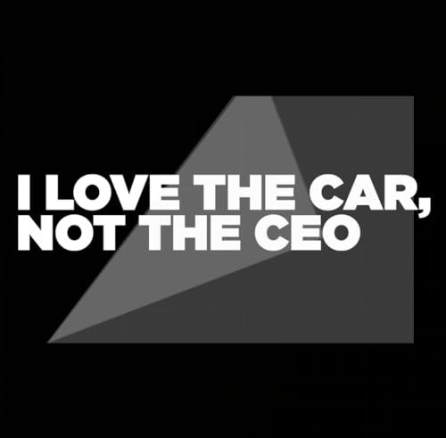 I LOVE THE CAR, NOT THE CEO! - Tesla Auto Aufkleber Statement (Weiß)
