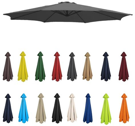 2m-3.5m Replacement Parasol Canopy, Umbrella Replacement Fabric, Garden Umbrella Replacement Cover, Outdoor Replacement Fabric, 6/8 Arms, replacement parasol fabric cover for Garden Umbrella(Gray,8rib