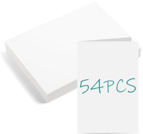 OFFCUP Blanko Postkarten, 54 Stück A6 Karteikarten Blanko, 15 x 10 cm DIY Papier Karten Weiße Ecken Bastelkarton Fotokarton zum Selbstgestalten, Beschriften Oder Bedrucken - Faltbar