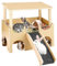 Piashow Groß Meerschweinchen Haus aus Holz Mit Rampe, Hamster Haus Hamster Zubehör, Spielplatz Haus für Zwerghamster, Rennmäuse, Degus, Stachelmäuse Kaninchen, Kleine Haustiere, 38x35x25cm