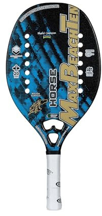 MBT HORSE, Racchetta Beach Tennis 100% Fibra di Carbonio + Kevlar - Trattamento ruvido- Eva High Power – Leggera e Bilanciata – Profilo 20 mm - Custodia inclusa