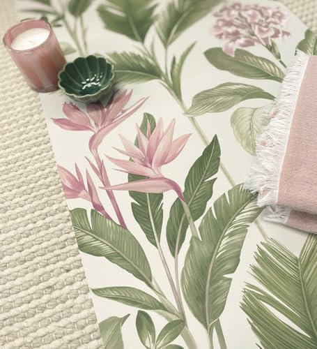 GAULAN 683596 Papier peint fleurs exotiques et feuilles style tropical, coloris rose pour mur salon chambre couloir salle à mange tête de lit hall - Rouleaux de 10 m x 0,53 m