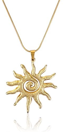 Mikovivi Magische Sonne Sonnenkette Gold für Frauen, Zierlich Gold Sonnenblumen Anhänger Solar Anhänger Halskette Elegant Statement Schmuck Geschenk