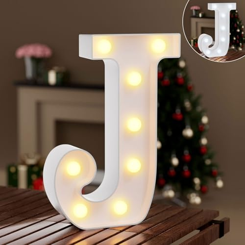 LED Buchstaben Lichter Alphabet,Leuchtbuchstabe mit Warmes & Kaltes Weiß,LED Brief Beleuchtung Buchstaben Nacht Lichter Dekoration für Geburtstagsfeier, Hochzeit, Kinderzimmer, Buchstaben J