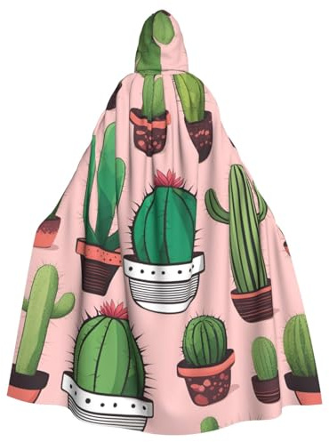 SXOOGE Cape à capuche unisexe avec motif cactus mignon pour Halloween, déguisement de fête, uniforme pleine longueur