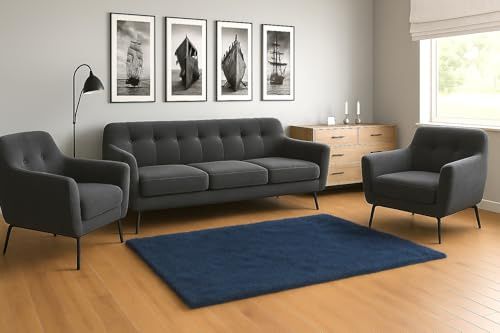 A&J MöbelLand GmbH Polstergarnitur Benito: 3-Sitzer Sofa + 2 Sessel – Wohnzimmer Set, modernes Design, Bonellfederkern, langlebige Qualität, Bezug in Dunkelgrau