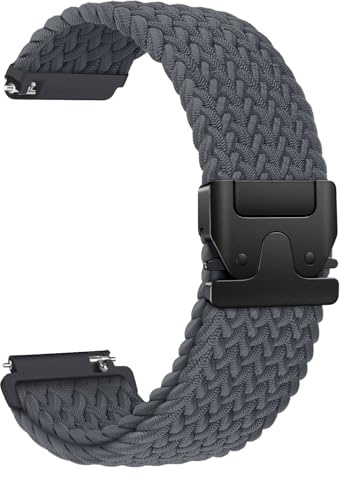 Elastisches Geflochtenes Armband 18mm kompatibel mit Garmin Venu 3S/2S, Vivoactive 4S, Vivomove 3S, Forerunner 265s/255s/255s Music/Move3S, Nylon Uhrenband mit Fallschließe für Damen Herren