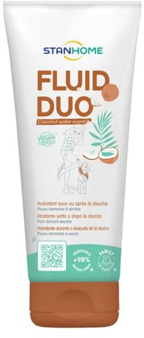 STANHOME - Fluid Duo Coconut Water Crema Corpo e Viso, 250 ml | Con Burro di Karité e glicerina, idratazione 24 ore e assorbimento rapido
