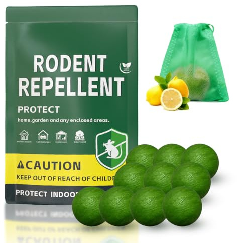 Natural Peppermint Rodent Repellent Balls, 10 Pack - Plant-Based Mouse & Rat Deterrent for Home, Car, Garden - Non-Toxic Pest Control Scent Balls, Long Lasting Family Protection