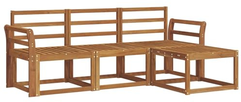 vidaXL Outdoor-Sofagarnitur 4 pcs Natur, Gartenlounge, modernes Outdoor-Sofa-Set, langlebige Terrassen-Sitzgarnitur, komfortable Sitzgelegenheiten für die Terrasse