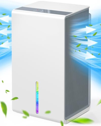 Dehumidifiers for Home, Portable Dehumidifier for Bedroom with 7 Colorful LED Sleep Mode, Ultra Quiet Dehumidifier for Drying Clothes Auto Off&Defrost Small Dehumidifiers for Bathroom RV(720ML/24H)