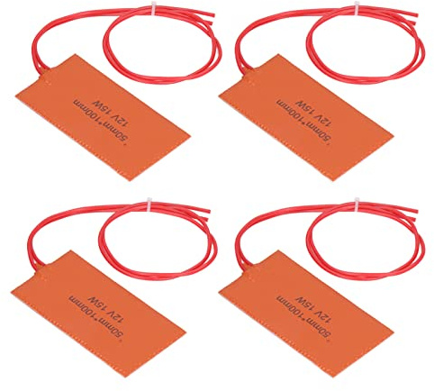 Saluaqui 4PCS Silicone Rubber Heating Pad Flexible Heater Mat for Electric Blankets Oil Drums 12V 15W