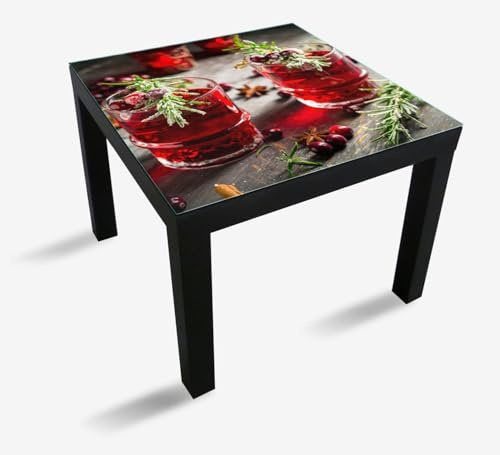 Wallario Glasplatte, Schutzplatte 55 x 55 cm - geeignet für IKEA Lack Tisch, für Beistelltisch/Couchtisch, Winterlicher Cranberry-Punsch mit Rosmarin