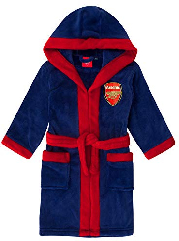 Arsenal FC Boys Dressing Gown Robe Hooded Fleece Kids OFFICIAL Football Gift
