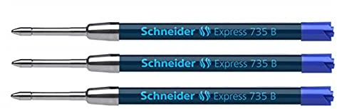 Schneider Lot de 3 RECHARGES Kugelschreibermine Express 735 Riesige pte Breite Blau