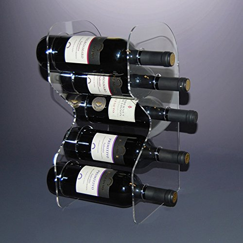 Slato Portabottiglie porta bottiglie da vino da banco in cristallo acrilico trasparente Minio per 5 bottiglie