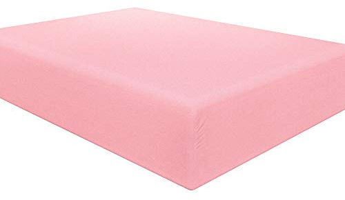 NTBAY Brushed Microfiber Single Fitted Sheet, 12 / 30cm Deep, Pink | 100% Brushed Microfiber Bed Sheet, 12 / 30cm Deep Pocket, Soft and Cozy, Wrinkle Fade Resistant, Full Elastic All Around