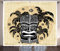 ABAKUHAUS Tiki Bar Rustikaler Vorhang, Maske Palm Verziert, Wohnzimmer Universalband Gardinen mit Schlaufen und Haken, 280 x 260 cm, Weiß Braun