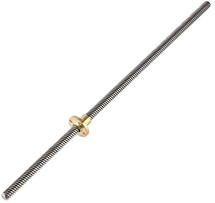 Accessoires Imprimante 3D, T8 Broche Filetée Trapézoïdale Vis de Plomb + Ecrou T8, Pas 2mm, Fil de Vis 8mm, Acier Inoxydable, pour Moteur Pas à Pas(330mm)