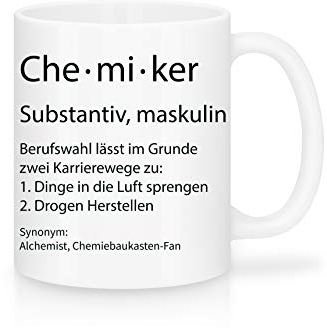 Shirtinator Beruf Definition Chemiker Geschenk Tasse mit Spruch, Arbeit Kollegen Gag Job witzig Teetasse