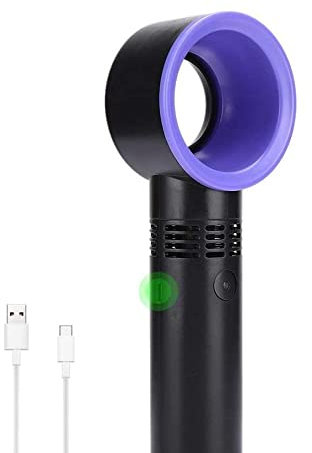 Ventilador sin aspas, mini USB Ventilador portátil recargable de mano Tres velocidades de ajuste, Enfriador de aire personal útil Multiplicador de aire de mesa Ventilador de enfriamiento(Negro)