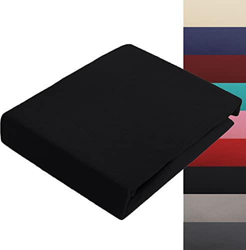Spannbettlaken 90x200-100x200 cm Thermo Fleece Winter Flausch Bettlaken Spannbetttuch Weich Gemütlich Microfaser Teddyflausch, Farbe Schwarz