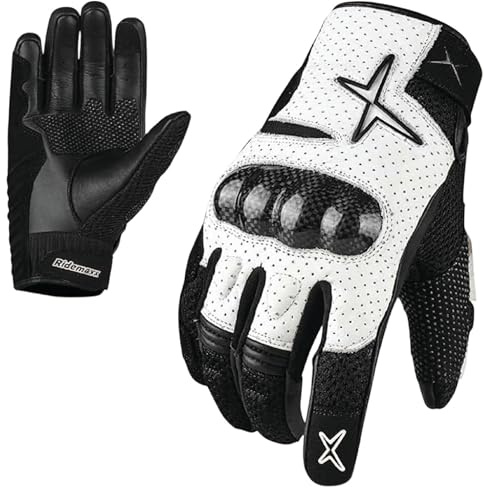 RideMaxx Premium Leather Motorbike Motorcycle Gloves Touch Screen Gloves with Knuckle Protection Racing gloves Riding Gloves