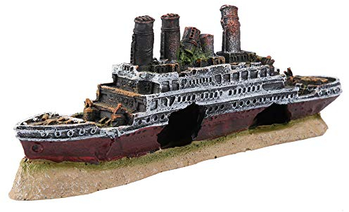 GOTOTOP Aquarium Dekoration, Harz Schiffbruch verloren Wrecked Boat Schiff Aquarium Landschaft Ornament für Aquarium dekorative Landschaftsbau