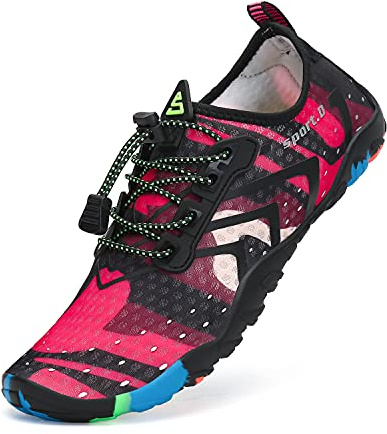 SAGUARO Chaussures Aquatiques Homme Femme Chaussons de Plage Respirant Chaussures d'eau Léger Chaussures de Yoga Natation Plongée Surf Piscine, Rose, 38 EU