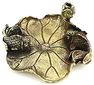 YGAKX Antike Bronzen Messing Briefbeschwerer Stifthalter Stifthalter Lotusblatt Fisch Kupfer Kunst kleine Ornamente Studie liefert antike Bronzeskulpturen