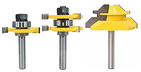 6mm Shank Tongue and Groove Router Bit Tool Set, 2Pcs Tongue and Grooving Router Bits + 45° Lock Mitre Glue Joint Router Bit