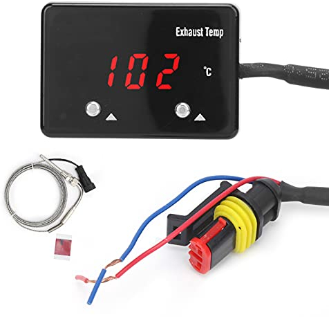 Abgastemperatur-Messgerät, Akozon Universal Rote LED-Digitalanzeige Abgastemperaturanzeige Für 12V Fahrzeug