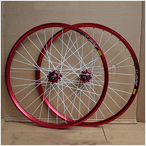 Felgen Fahrrad Laufradsatz 26 Zoll Doppelwandige MTB Felge Scheibenbremse QR Zum 8-10 Geschwindigkeit Kassettenschwungrad 32 Löcher (Color : B-Red)