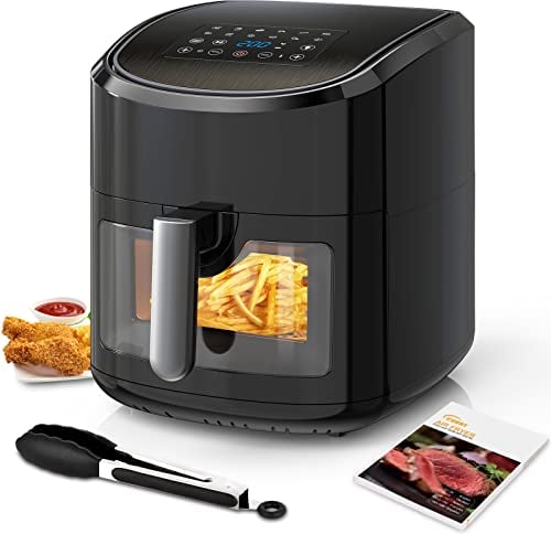Euary Heißluftfritteuse 7,5L XXL 1700W Friteuse Heissluftfriteuse mit 12 Programmen,Fritteuse Heissluft Ohne Fett,Airfryer mit Rezeptbuch auf Deutsch